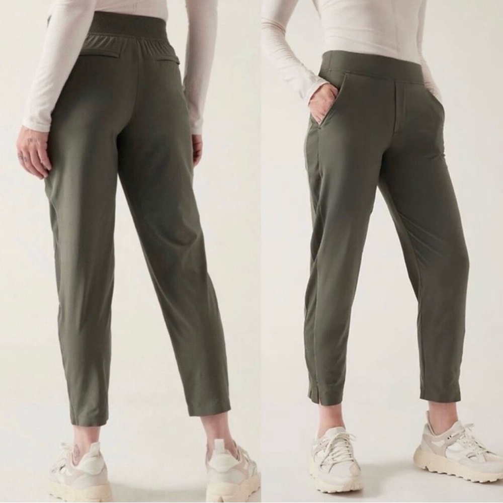 Athleta Brooklyn Mid Rise Ankle Pant size 10 Olive Green